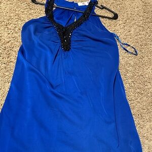 Emmelee Blue Halter beaded Dress
